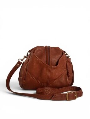 Vtg VICTORIA LEATHER USA Slouchy Crossbody Leather Supple Camel Artisan Boho